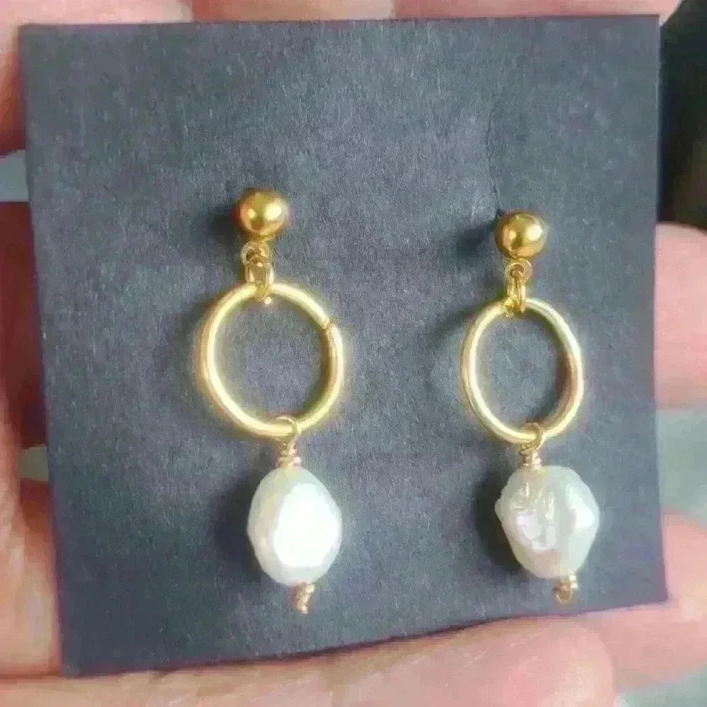 18k gold plated earring with fresh water  pearls